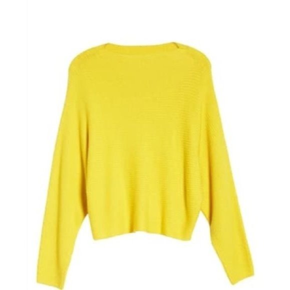 Leith Nordstrom Yellow Crop Knit Sweater Dolman Sleeve Women's Size XS - Picture 3 of 7